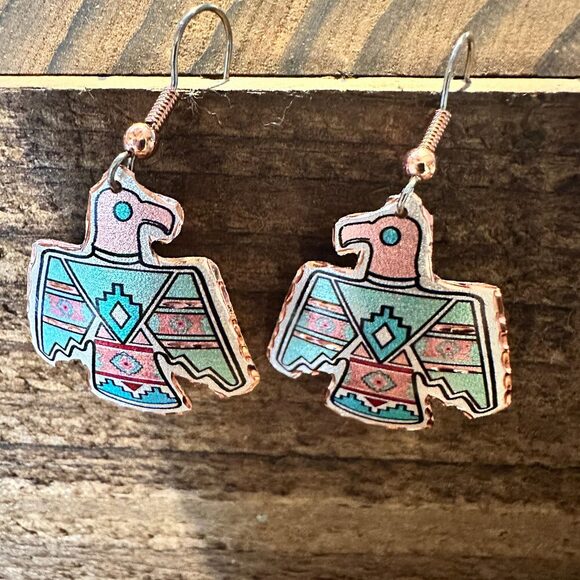 COPPER ARTS INC. Jewelry - Handcrafted Boho Copper Earrings, Southwestern Thunderbird Wire Earrings, Gift